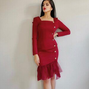 Burgundy Midi Dress